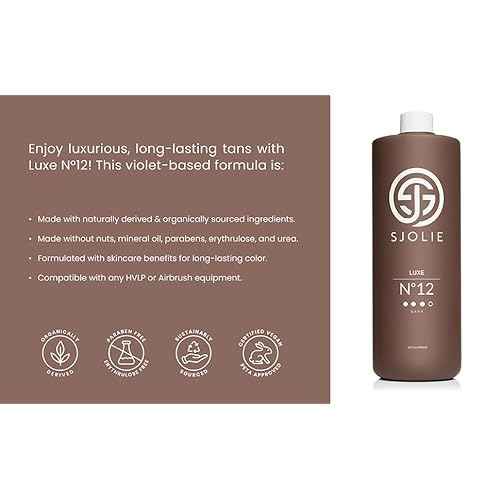 SJOLIE Spray Tan Solution - Luxe 12 - Violet Based Dark Blend | Sunless Tanning Solution for Deep, Dark Bronze Finish, All Natural (32oz)