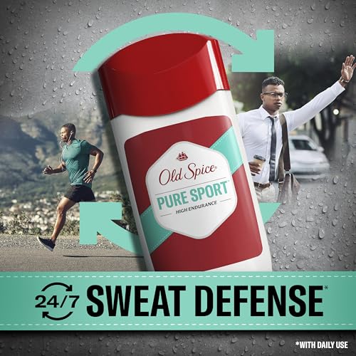 Old Spice High Endurance Deodorant Men, 48-Hour Sweat Protection, Pure Sport, 2-Pack