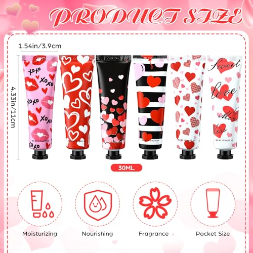 Loopeer 60 Pcs Valentine's Galentine's Day Gifts, galentines Hand Cream bulk, valentines day gifts for employees, Mini Hand Lotion for Valentine Women Coworker Employees Teacher