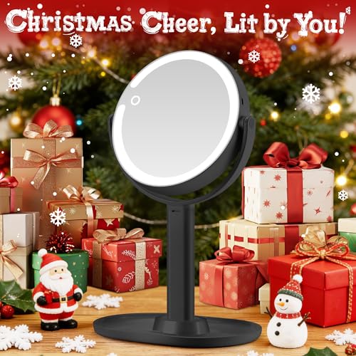 Magnifying Mirror with Light 20X, Height-Adjustable Lighted Makeup Mirror with Magnification, Double-Sided Aluminum Alloy LED Mirrors, 3 Lighting Modes Ideal for Bathroom Make-up, Gold