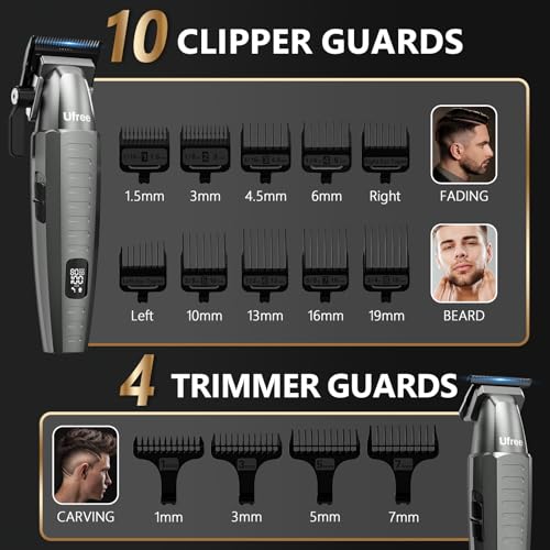 Ufree 3 in 1 Hair Clippers for Men Professional, Beard Trimmer and Foil Shaver Electric Razor, Cordless Barber Clippers and Trimmers Set for Hair Cutting and Grooming, Gifts for Men