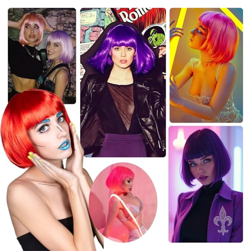 Black Bob Wig with Bangs - Synthetic Short Wig for Women