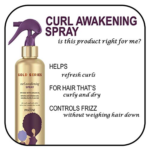 Pantene Gold Series Curl Awakening Spray with Argan Oil, 8.4 Fl Oz