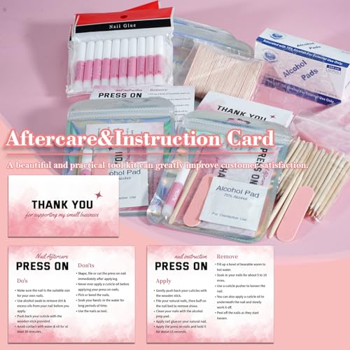 Professional Press On Nail Prep Kit - 20 Piece Set in Pink