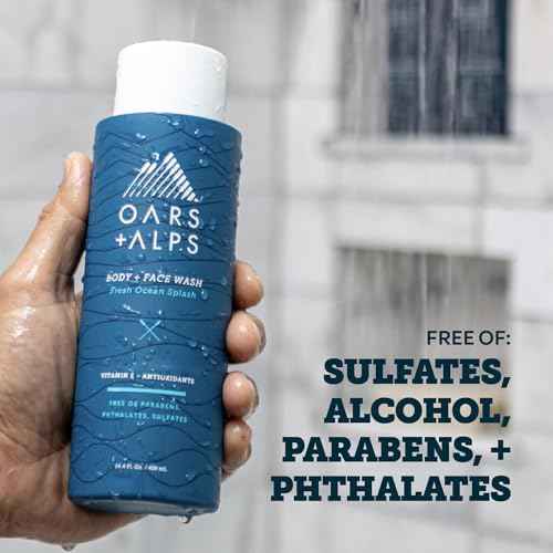 Oars + Alps Body Wash for Men, Mens Body Wash with Vitamin E and Antioxidants, Moisturizing, Hydrating, Paraben & Sulfate Free Cleanser, Variety Set, 3pk