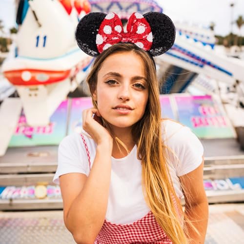 6 Pack Sequin Mouse Ears Headbands for Cosplay & Parties