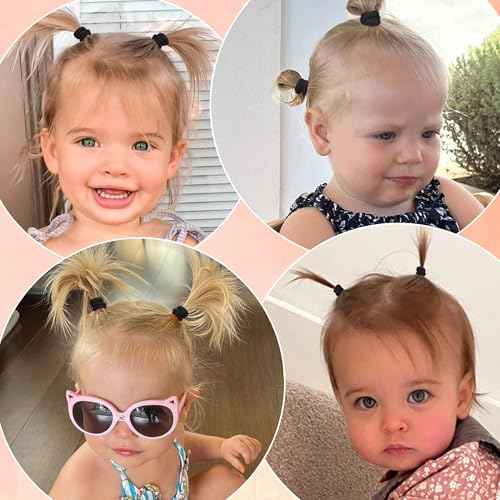 C?LLOT Baby Hair Ties, Nylon Toddler Hair Ties for Girls, Kids Seamless Hair Bands, Girls Elastic Ponytail Holders, Diameter 0.8 Inch(Black)