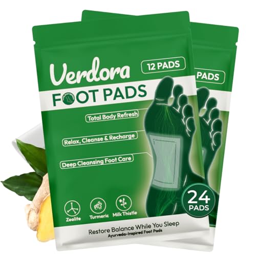 VERDORA Deep Cleansing Foot Pads - Bamboo Vinegar & Ginger Patches (24 Pack)