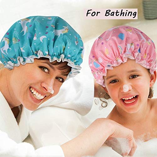 Unicorn Shower Cap 4-Pack Waterproof Double Layer Bath Bonnet