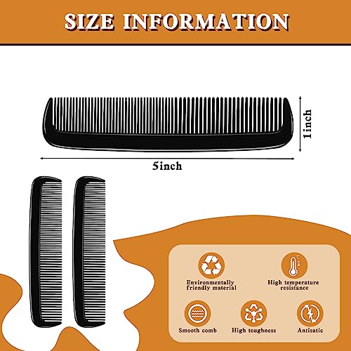 Yaomiao 500 Pieces Pocket Comb Bulk 5 Inch Plastic Hair and Travel Fine Tooth Combs for Women Men Beard Styling Dressing(Black)