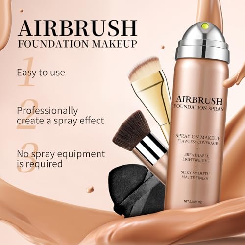 Airbrush Foundation Makeup - Buildable Coverage, Moisturizing Formula