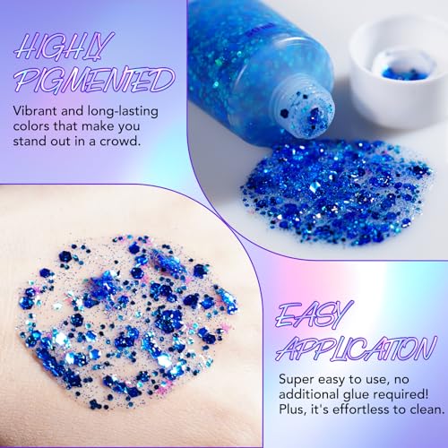 Body Glitter Gel Set 6Pcs - Face & Hair Sparkle