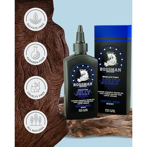 Bossman Jelly Beard Oil for Men (4 oz, Royal Oud Scent) ? Softens, Moisturizes & Conditions with Natural Ingredients
