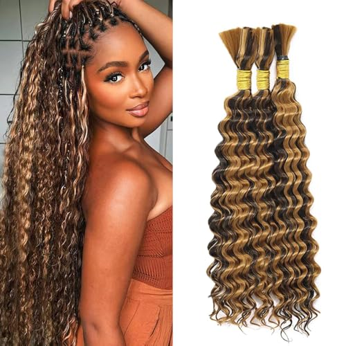 Freiuoke P427 Blonde Deep Wave Human Hair Extensions - 3 Bundles 150g