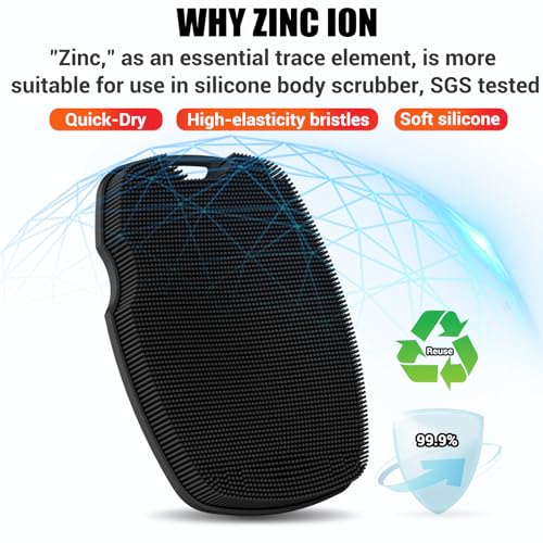 Silicone Body Scrubber with Zinc - Exfoliating Shower Brush