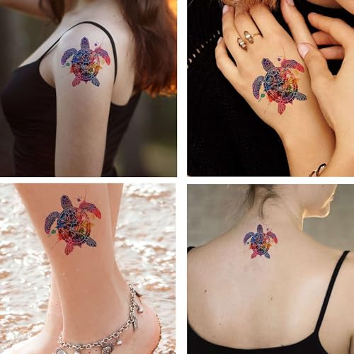 Sea Turtle Temporary Tattoos - 6 Sheets Waterproof Design