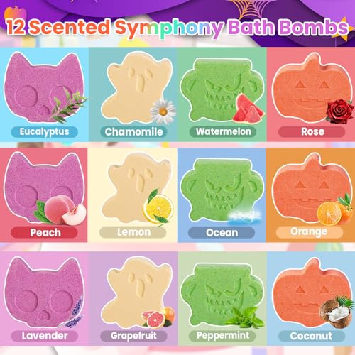 Halloween Bath Bombs with Toys - 12 Pack Fizzy Set for Kids