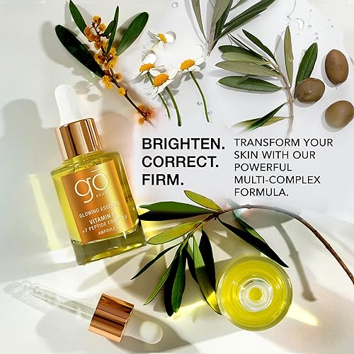 Go Beauty Daily Skin Brightening & Tightening Serum with Vitamin C, Niacinamide, Vitamin B5, Collagen & + 7 Peptide Complex for Dark Spots, Dull & Uneven Skin Tone ? Glowing Essence,1 fl. Oz