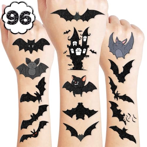96 Bat Temporary Tattoos - Pre-Cut Stickers for Kids