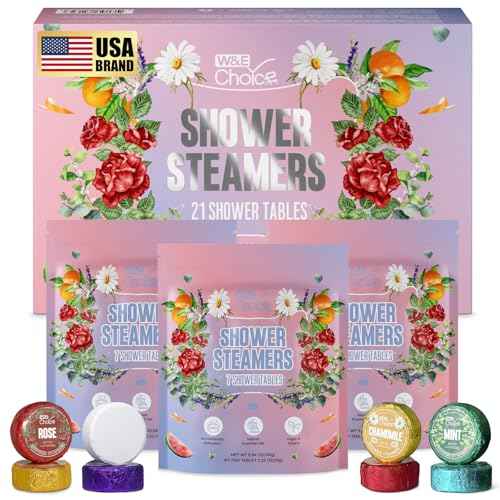 W&E Choice Shower Steamers Aromatherapy 21 Pack- Shower Bombs with Natural Essential Oils for Daily Relaxation & Stress Relief, Birthday/Christmas Gifts for Women, Mom, Wife