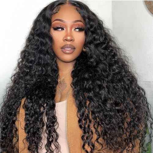 Deep Wave V Part Wig Human Hair Upgrade Glueless Wigs 100% Real Human Hair U part Half Wigs With Clip in V Part Wig Glueless With Elastic Drawstring Deep Curly Human Hair Beginner Friendly 22 Inch