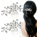 Silver Rhinestone Hair Comb (2 Pack) - Bridal Crystal Comb