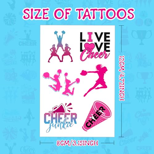 144 Temporary Tattoos Cheerleader Party Favors - 24 Sheets