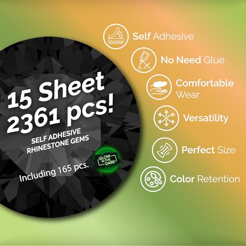 FACEGEM LONDON 15 Sheet Self-Adhesive Face Gems Rhinestones