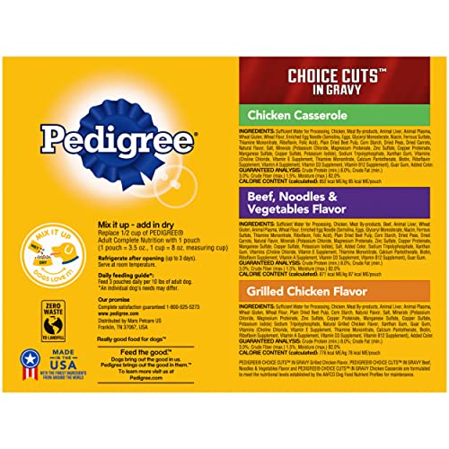 Pedigree Choice Cuts In Gravy Dog Food 18-Count Chicken Casserole Variety Pack, 3.5 oz Pouches (Pack of 2)