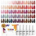 Vishine 48 PCS Jelly Gel Nail Polish, 45 Colors, Brown, Translucent, Crystal Clear Sheer Manicure Gift Set
