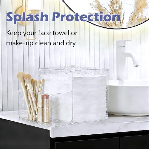 Puretalon Clear Acrylic Face Towel Holder for Clean Towels XL – Multi-Use Organizer