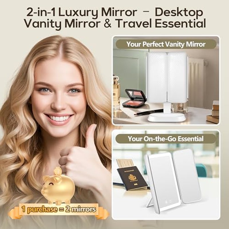 GOMIPURU Lighted Makeup Mirror with 30X/10X/5X Magnification