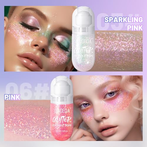 DAGEDA Roll-On Body Glitter Gel - Holographic Shimmer Makeup