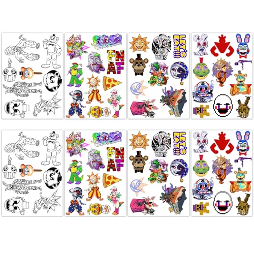 Horror Game Temporary Tattoos - 8 Sheets Waterproof