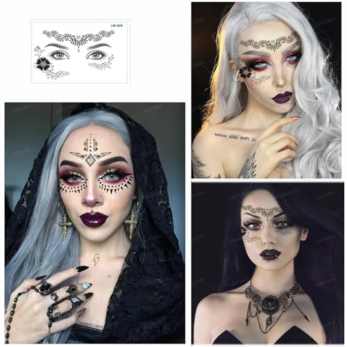 9-Pack Temporary Face Tattoo Stickers - Waterproof Eye Lace