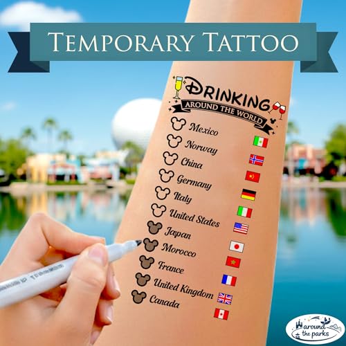 EPCOT Drinking Around the World Tattoo Tracker - 2-Pack