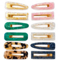 12-Piece Marble Hair Clip Set - Medium Acrylic Barrettes for Women