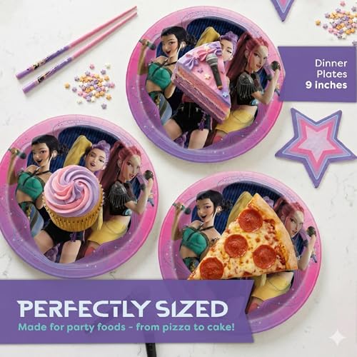 KPop Demon Hunters Plates & Napkins Set for 16 - Officially Licensed Party Decor
