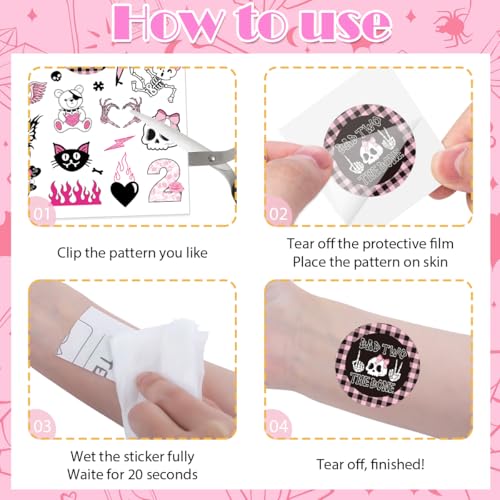 Bad Two the Bone Temporary Tattoo Stickers - 6 Pack Skull