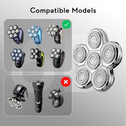 Kibiy 6D Blade Replacement Heads,Electric Shaver Replacement Head for Electric Razor for Men Wet and Dry Compatible Many Models Waterproof Head Razor-Silver