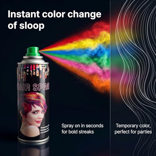 Temporary Hair Color Spray - 6 Colors, 3 oz, Fast-Drying