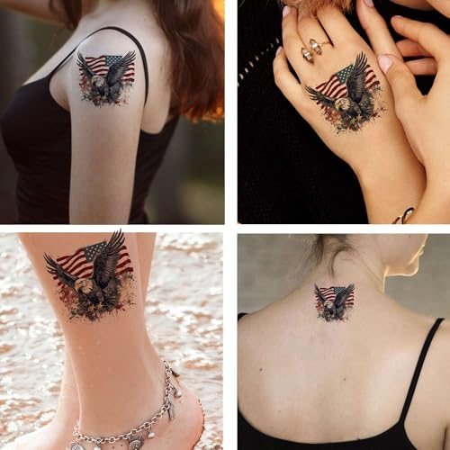 American Flag Eagle Temporary Tattoos - 6 Pack