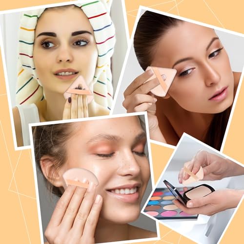 Pimoys 6-Pack Triangle Powder Puff Sponges for Makeup, Wet or Dry Application