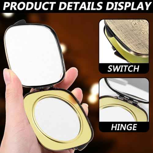 Travel Small Compact 1X/2X Mirror - Handheld, Foldable, Lightweight - Mini Pocket Magnifier for Wallet - Square 3.0 inches x 2.8 inches (Ancient Bronze)