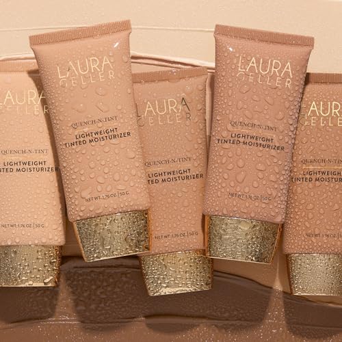 LAURA GELLER NEW YORK Quench-n-Tint Hydrating Foundation - Light/Medium - Sheer to Light Buildable Coverage - Natural Glow Finish - Lightweight Formula with Hyaluronic Acid