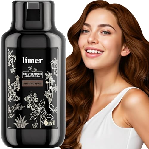 Limer Chestnut Brown Hair Dye Shampoo 460ml - 3-in-1 Gray Coverage