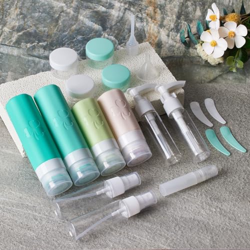 INSFIT Green Travel Bottles 23 Pack TSA Approved Leak-Proof Toiletry Set