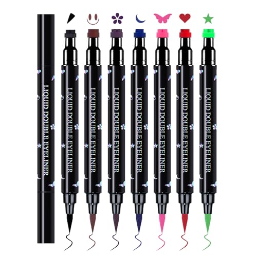 7-Piece Colorful Eyeliner Stamp Set with Dual-Ended Liners
