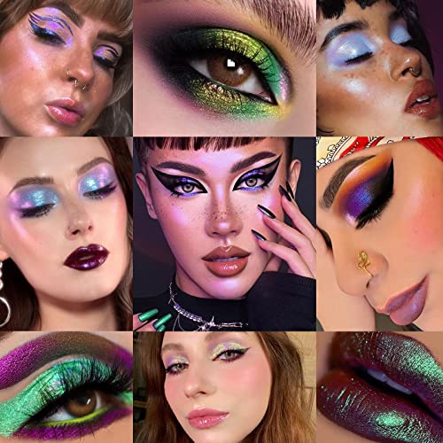 Multichrome Duochrome Metallic Glitter Shimmer Metal Colorful Bright Liquid Eye Shadow, Chameleon Sparkle Waterproof High Pigmented Longlasting Liquid Eyeshadows Color Shift Gold