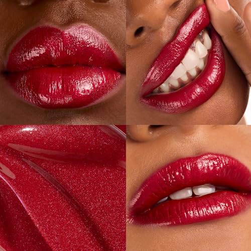Black Radiance Cross Colours Metallic Liquid Lip, Moisture-Rich Ultra Glossy Finish, Pigment-Loaded Formula with Micro Glitter, Soft Paddle Applicator, Cruelty-Free - Vixen Red